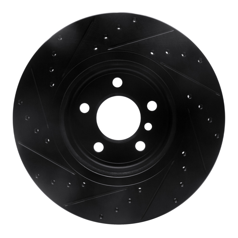 BMW 528I xDrive Brake Rotor (1) - Front Right - R1 Concepts - Drilled & Slotted - Black - `11-`16